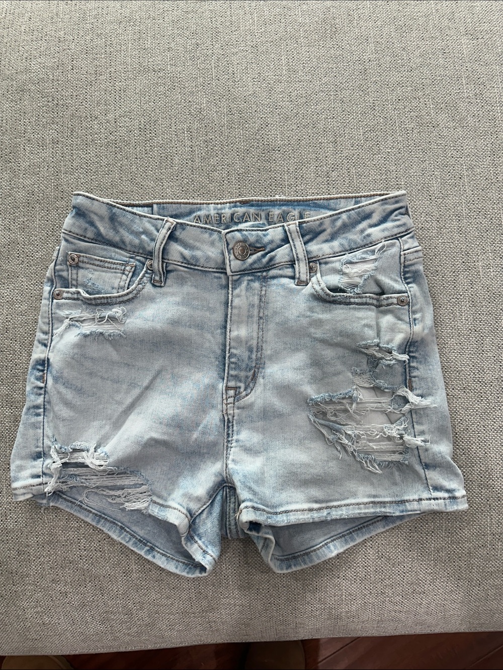 American Eagle Outfitters Light Wash Distressed Denim Shorts